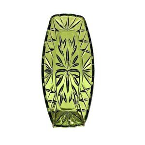 Hazel Atlas Elegant Green Celery Relish Glass Serving Dish 9 5/8"  Excellent